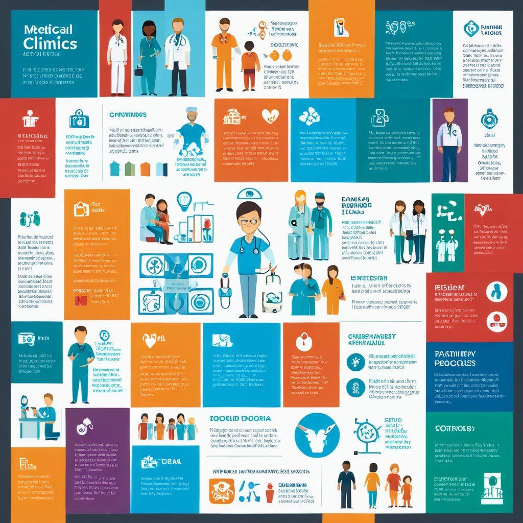 An informative and engaging infographic showcasing a diverse group of medical professionals such as doctors, nurses, and specialists, each accompanied by key qualities to look for in healthcare providers. Include a map of a city with markers indicating various clinics and hospitals, symbolizing the search for top medical professionals. Use a friendly color palette with clear icons and text for easy readability. vector art. vibrant colors. white background.